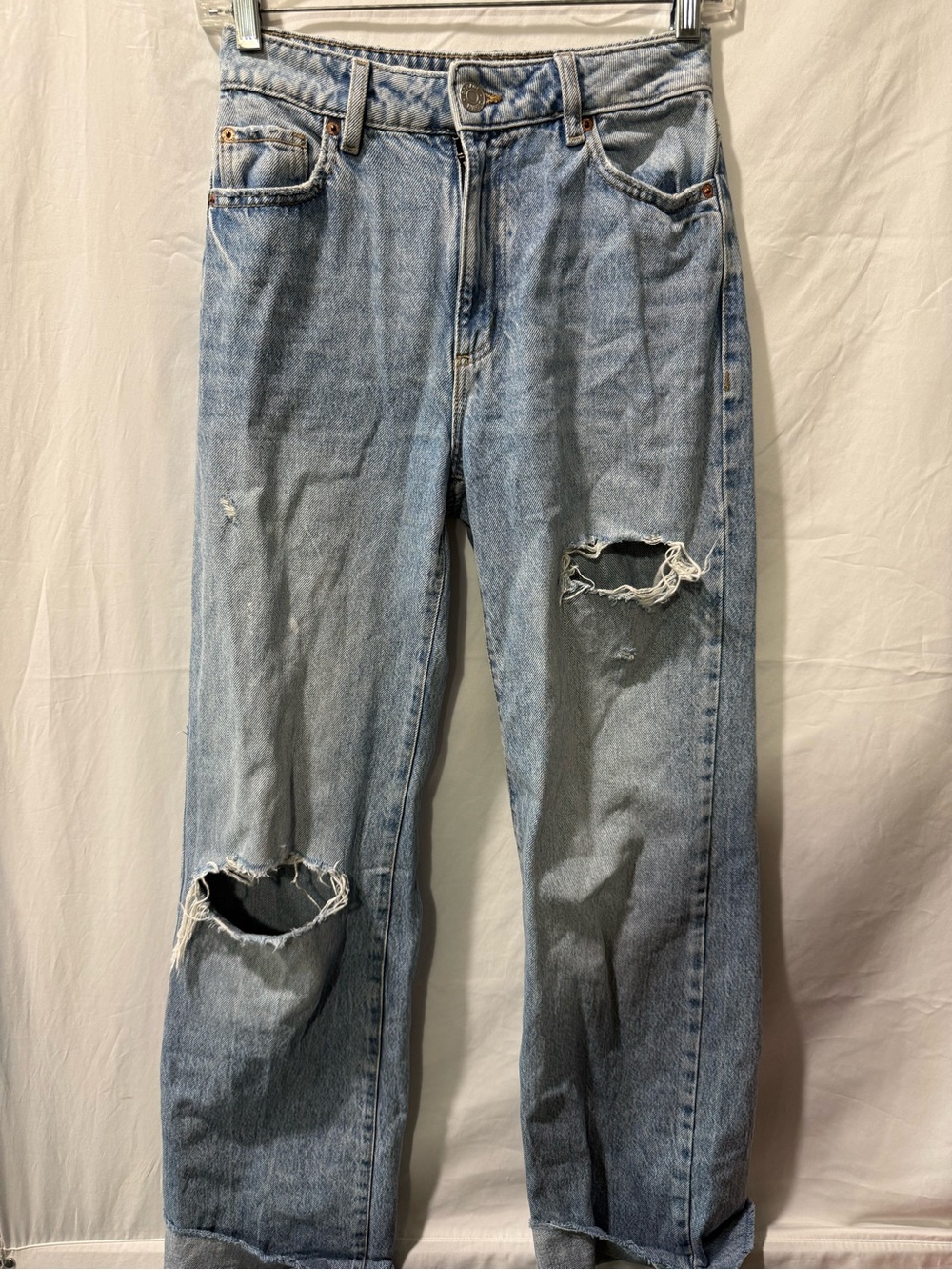 Garage Light Blue Distressed Wide-Leg Jeans
